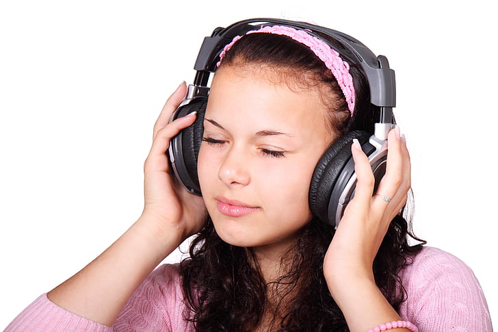 Girl Wearing Headphones